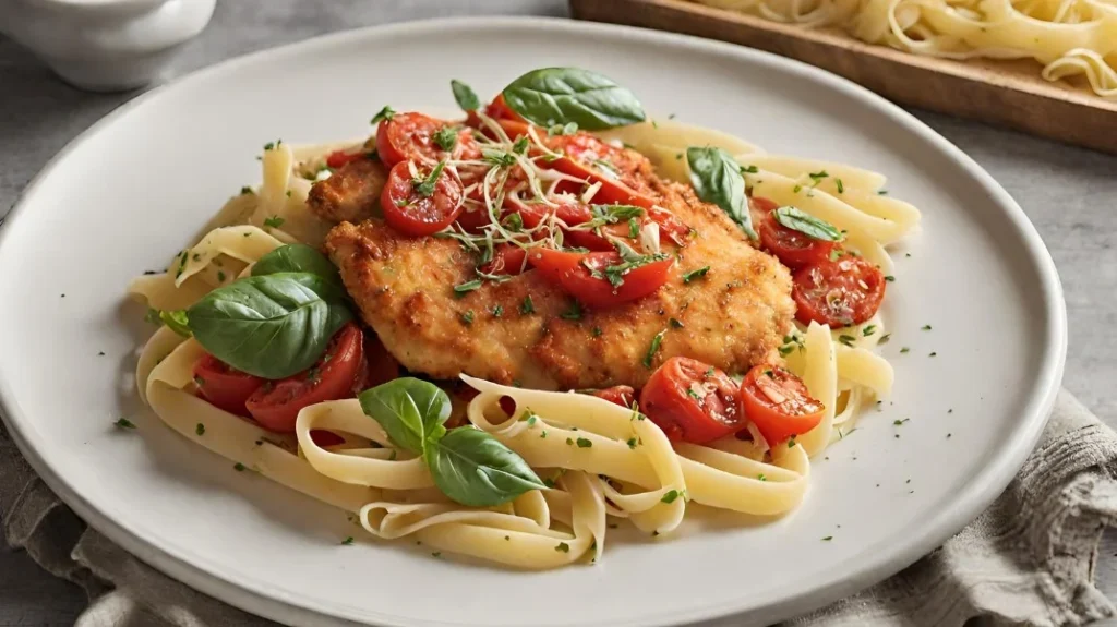 Chicken Milanese with Pasta Pomodoro