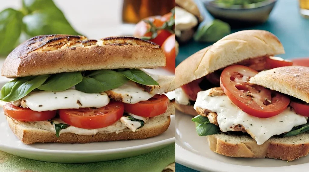 Grilled Chicken Sandwiches with Mozzarella, Tomato, and Basil