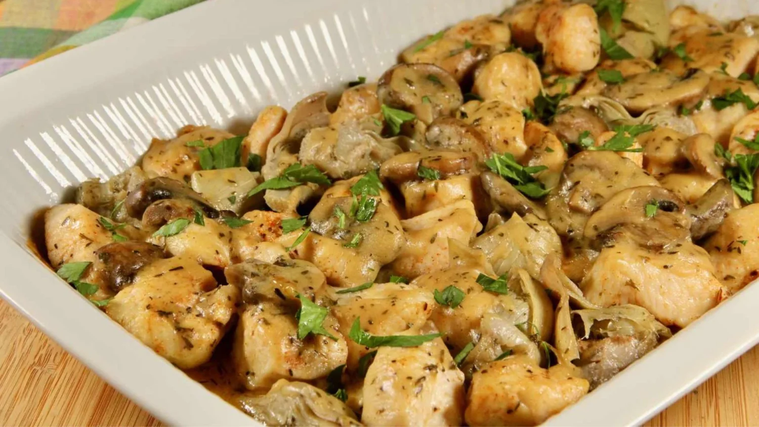 Artichoke Chicken Mushroom Casserole